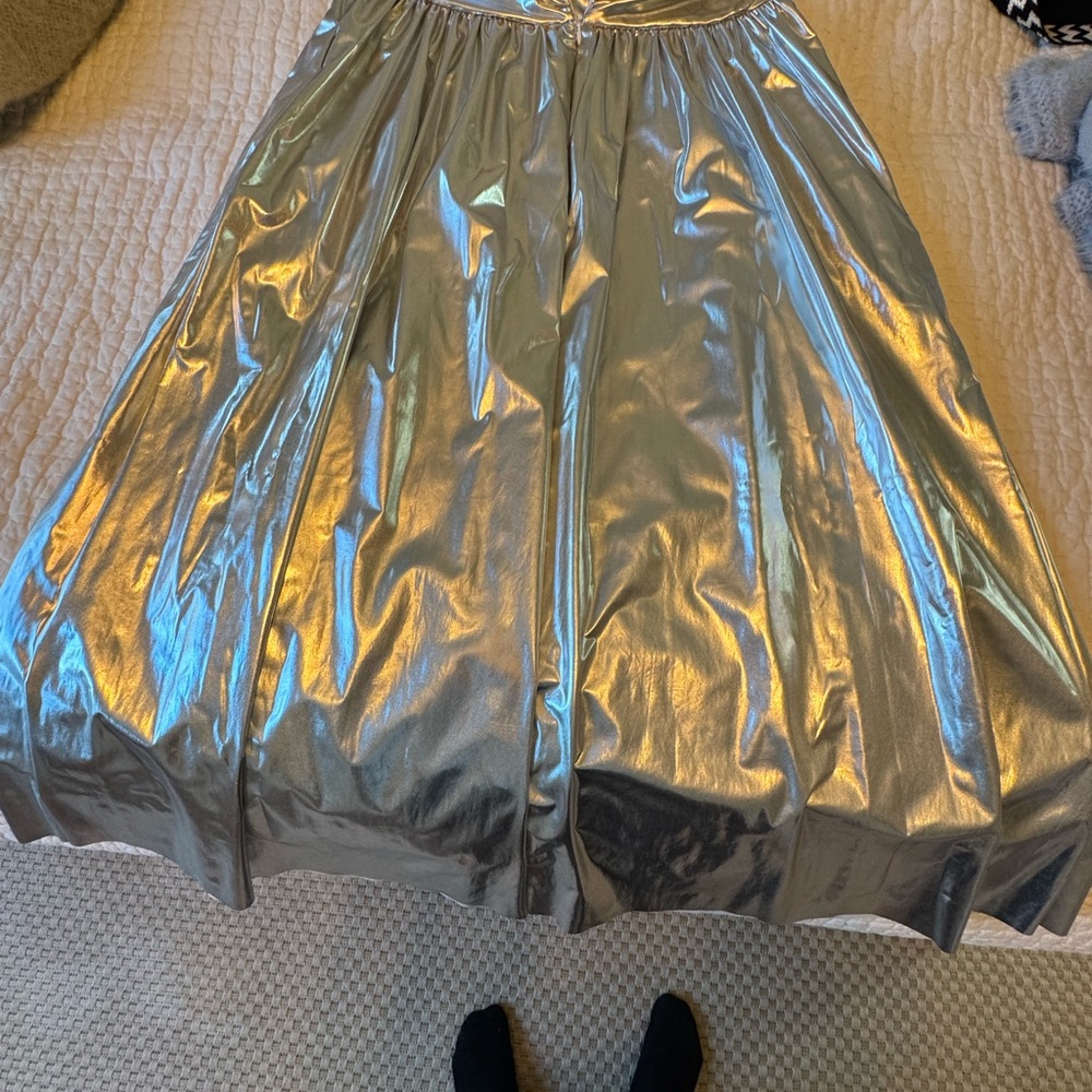 Sunday in Brooklyn Metallic Silver Midi Skirt – Anthropologie – Size M